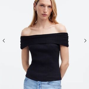 NWT Madewell Ribbed Off-the-Shoulder Top Black SOLD OUT!!!!!
